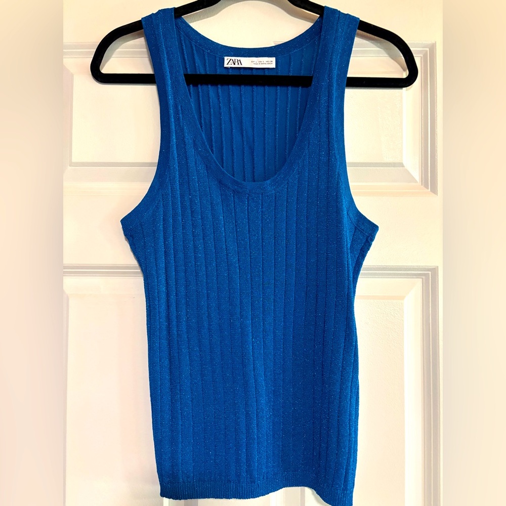 Zara Ribbed MetallicTank Top, size Large